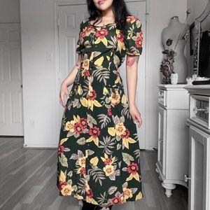 💐 Vintage Retro Cottagecore Floral Dress